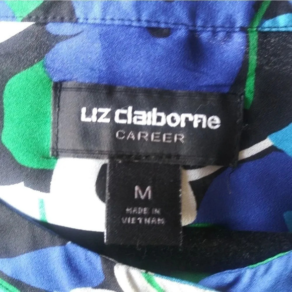 LIZ CLAIBORNE CAREER FLORAL BLOUSE - BLUE - Picture 3 of 5